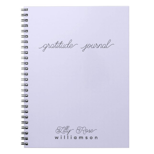 Lavender Gratitude Journal, Cute Script Typography Notebook (Front)