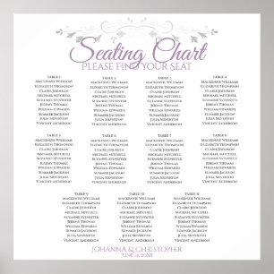 Lavender & Gray 11 Table Wedding Seating Chart