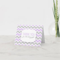 Lavender Gray Chevron Baby Shower thank you notes