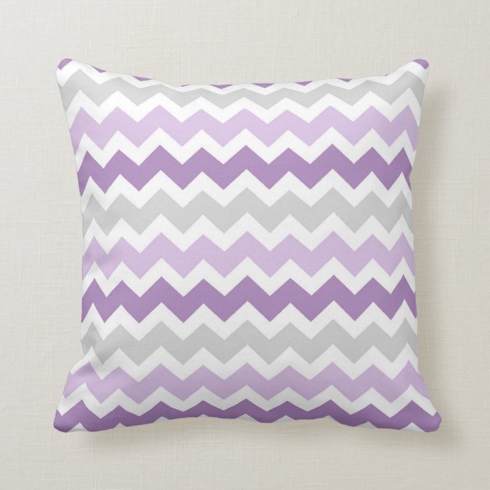 Lavender Gray Chevron Decorative Pillow