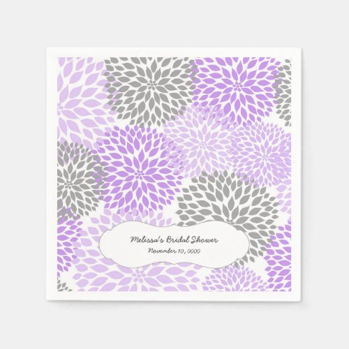 Lavender Gray Dahlia mums  your own wording Napkins