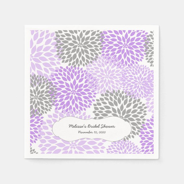 Lavender Gray Dahlia mums / your own wording Napkins (Front)