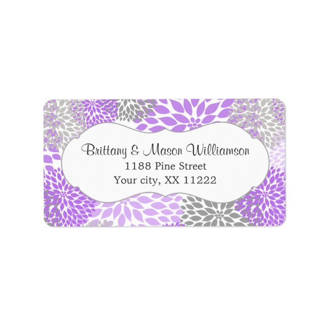 Lavender Gray Dahlia Wedding Bridal Baby Shower Label (Front)