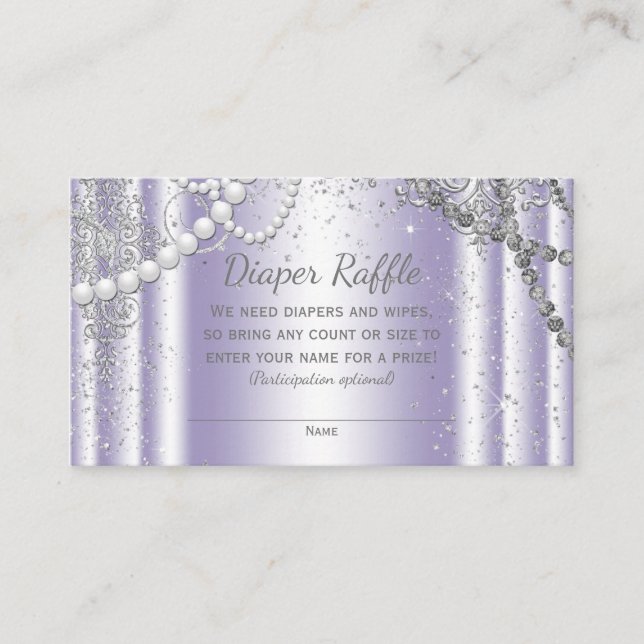 Lavender Gray Diaper Raffle Tickets Enclosure Card (Front)