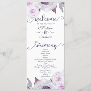 Lavender & Gray Floral Wreath Wedding Program