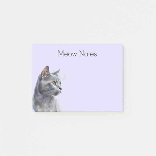Lavender Gray Kitty Cat Post-it Notes (Front)