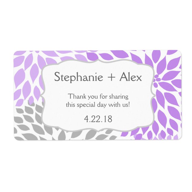 Lavender & Gray Mum Water Bottle - customize it! Label (Front)