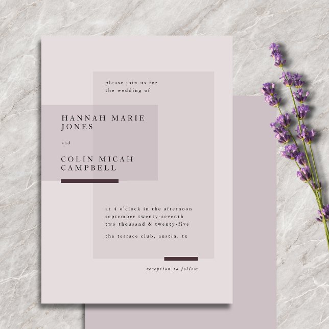 Lavender Gray Neutral Minimalist Wedding Invitation (Creator Uploaded)