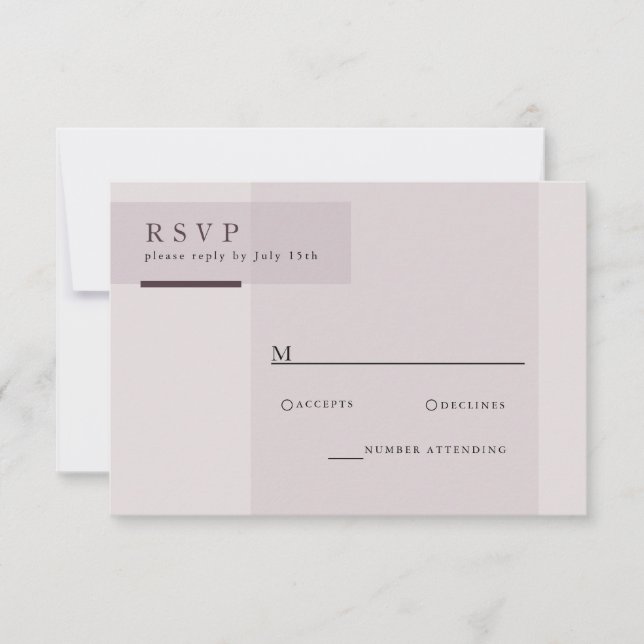 Lavender Gray Neutral Minimalist Wedding RSVP Card (Front)