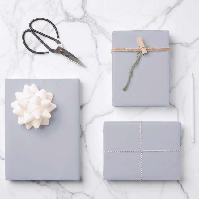 Lavender Gray Solid Color Wrapping Paper Sheets (Front)