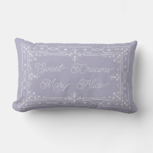 Lavender Gray Sweet Dreams Personalized Lumbar Pillow