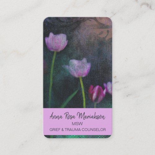  Lavender Gray Tulip Shabby Vintage Grunge Pink Business Card