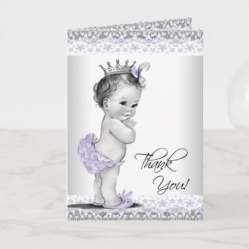 Lavender Gray Vintage Princess Baby Thank You