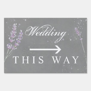 Lavender gray wedding arrow sign