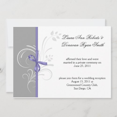 Lavender Gray White Floral Swirls Post Weddi Custom Invites