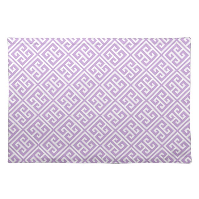 Lavender Greek Key Pattern Cloth Placemat (Front)