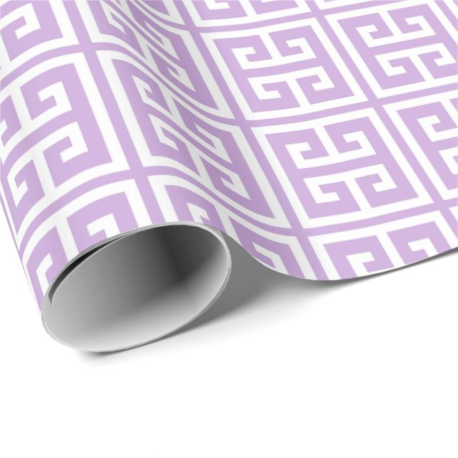 Lavender Greek Key Pattern Wrapping Paper (Roll Corner)