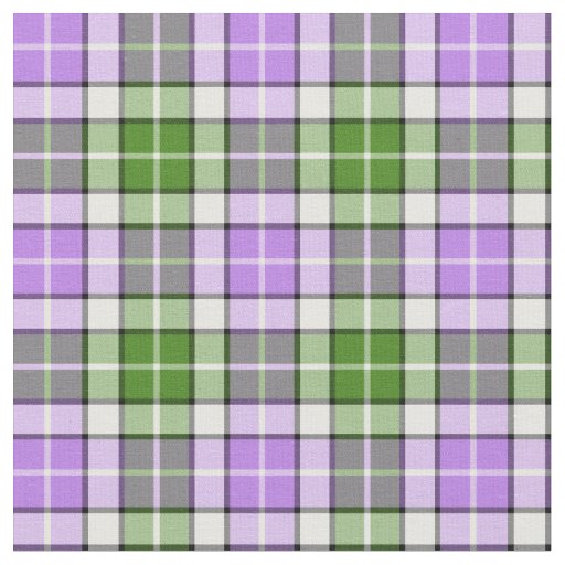 Lavender, Green, and White Plaid Fabric