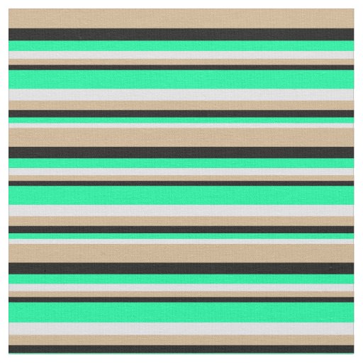 Lavender, Green, Black & Tan Colored Stripes Fabric