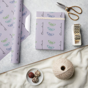 Lavender Green Blue Butterflies Personalized Wrapping Paper
