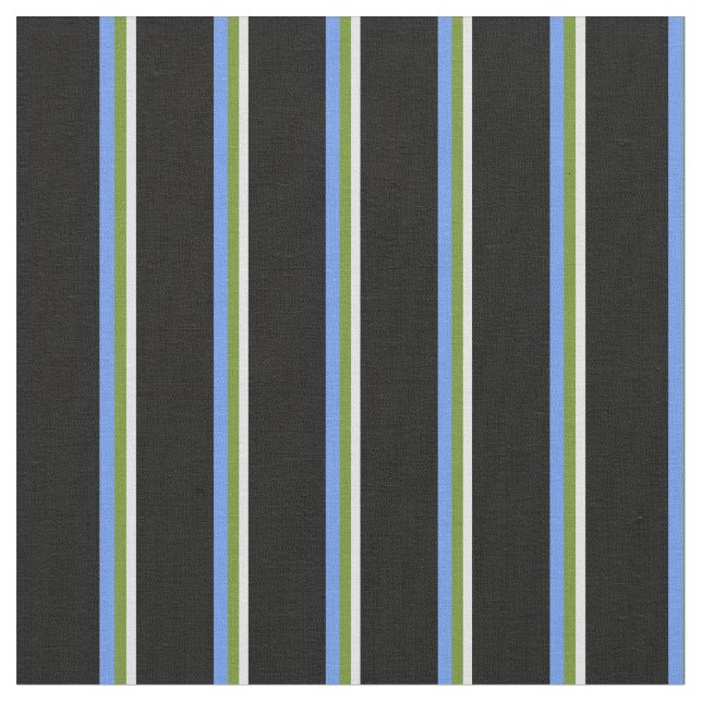 Lavender, Green, Cornflower Blue & Black Lines Fabric (Close Up)