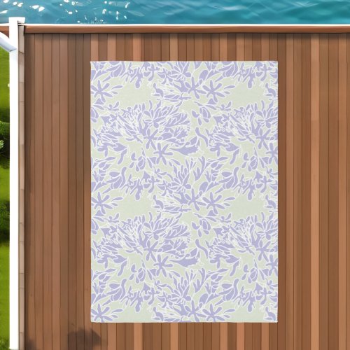 Lavender Green Floral  Outdoor Rug