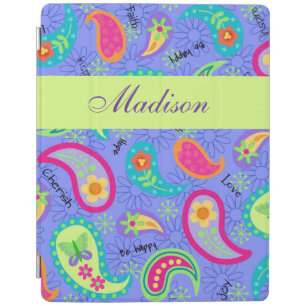 Lavender Green Modern Paisley Pattern Name iPad Smart Cover
