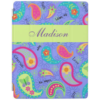 Lavender Green Modern Paisley Pattern Name iPad Smart Cover