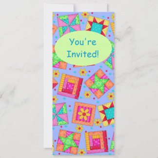 Lavender Green Patchwork Quilt Block Art Invitation