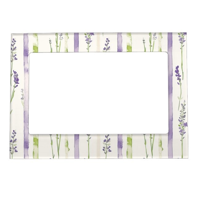 Lavender Green Stripes Floral   Magnetic Frame (Front)