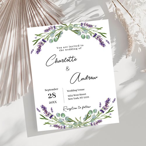 Lavender greenery florals script budget wedding