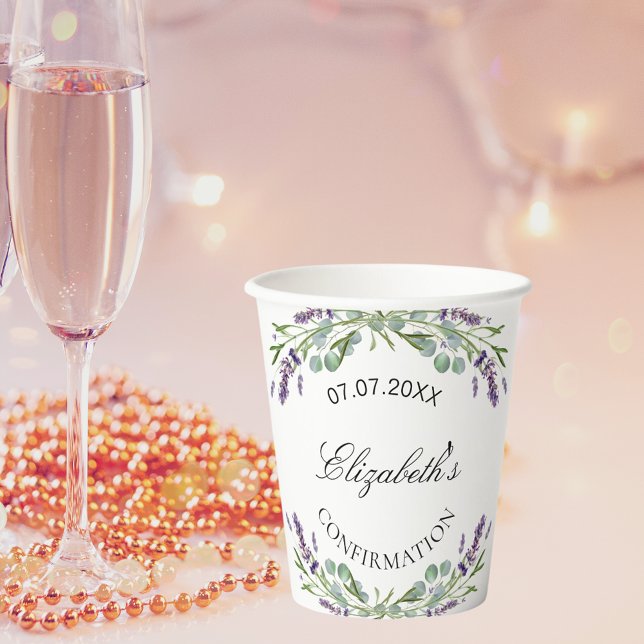 Lavender greenery violet florals Confirmation Paper Cups (Creator Uploaded)