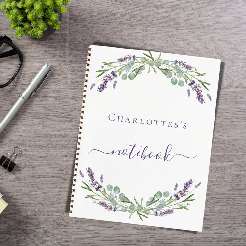 Lavender greenery violet florals notebook