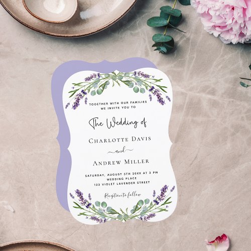 Lavender greenery violet florals wedding  invitation