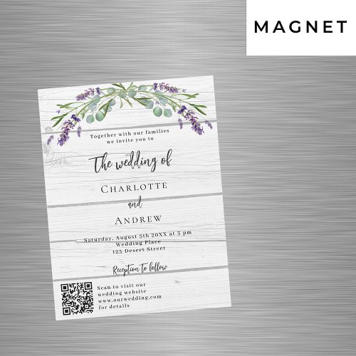 Lavender greenery wood QR code luxury wedding Magnetic Invitation