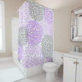 Lavender Grey Floral blossoms Shower Curtain (In Situ)