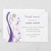 Lavender & grey floral charm invitation (Front/Back)