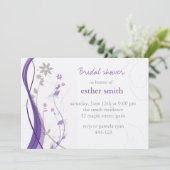 Lavender & grey floral charm invitation (Standing Front)