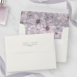 Lavender Grey Floral Envelope