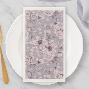 Lavender Grey Floral  Paper Guest Towels