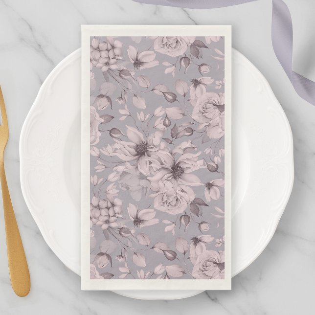 Lavender Grey Floral  Paper Guest Towels (Creator Uploaded)