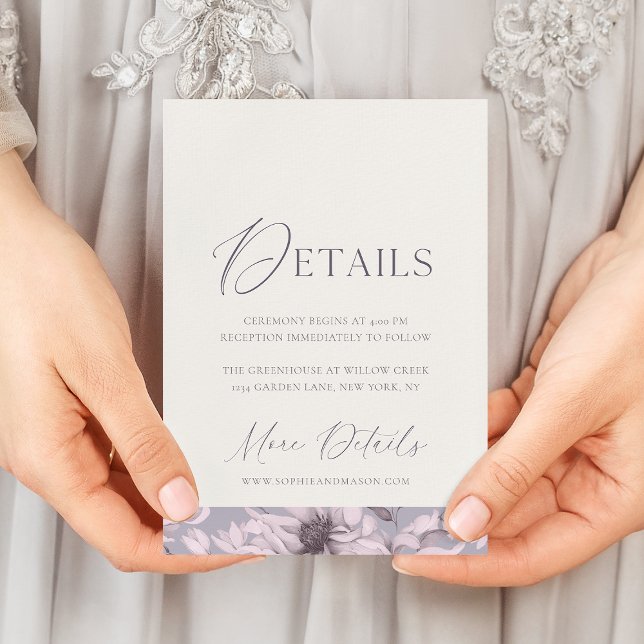 Lavender Grey Floral Wedding Details Card (Creator Uploaded)