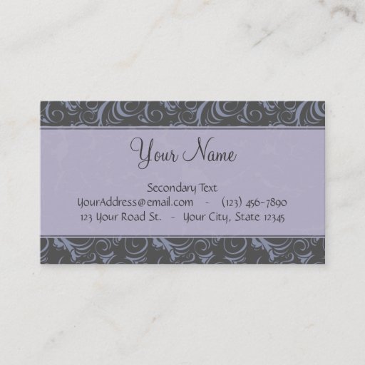 Customizable Lavender Grey Floral Wisps &amp; Stripes with Monogram Business Cards