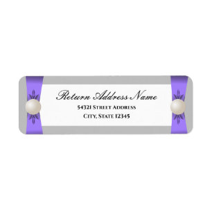 Lavender & Grey Pearl Ribbon Wedding Label