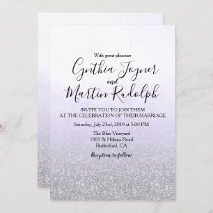 Lavender Grey Watercolor Wedding Invitation