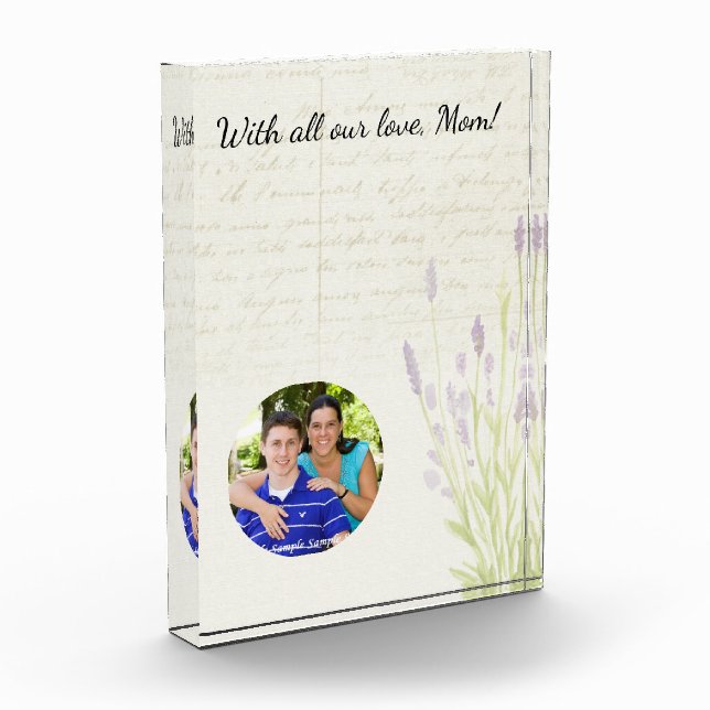Lavender Growing Vintage Handwriting Mother's Day Photo Block (Left)