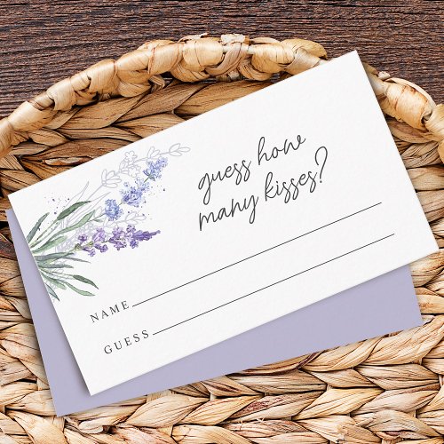 Lavender Guess How Many Kisses Bridal Shower Game Enclosure Card