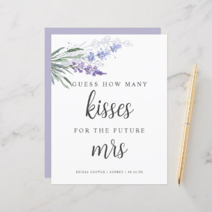 Lavender Guess How Many Kisses Bridal Shower Sign