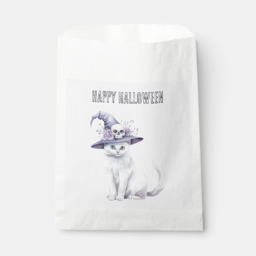 Lavender Halloween Cat Moon Flowers Favor Bag
