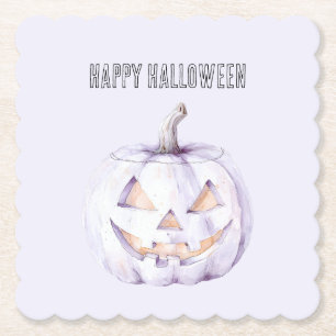 Lavender Halloween Pumpkin Paper Coaster